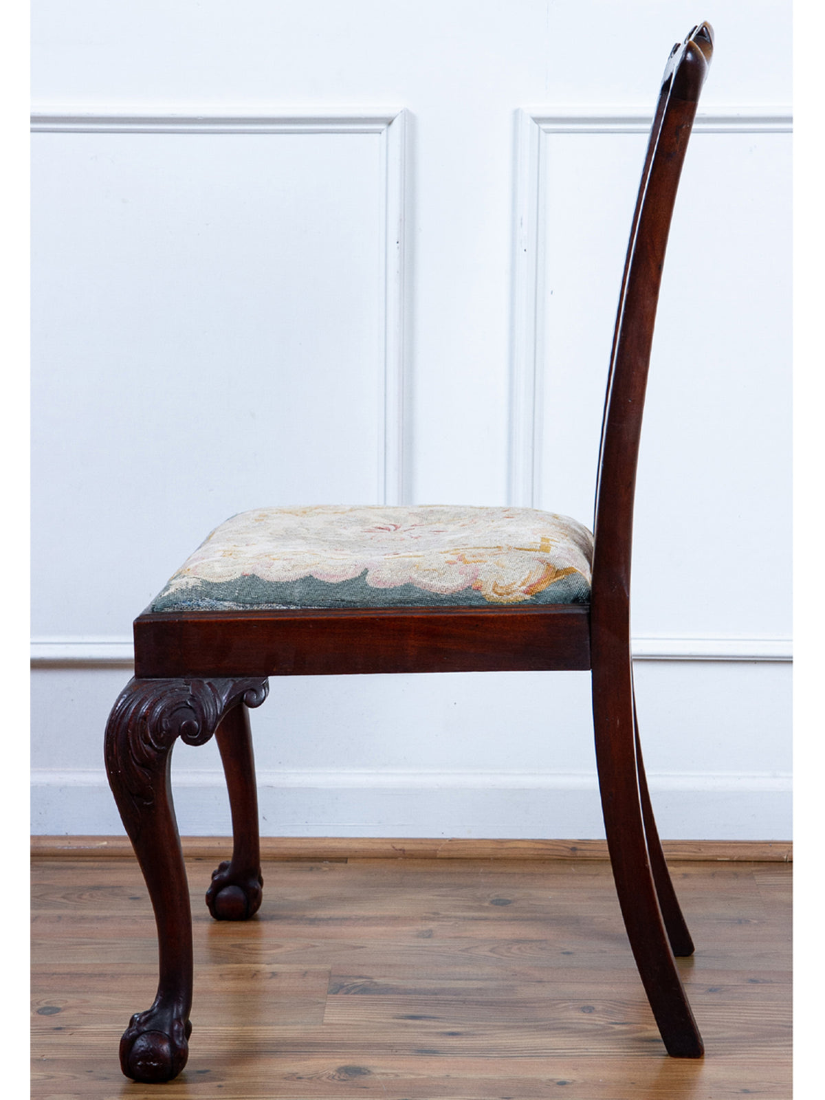 Antique American Chippendale Style Mahogany Side Chair with Ball & Claw Feet, c.1880