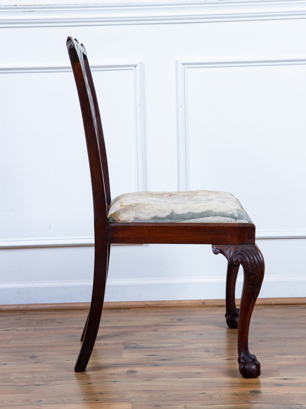 Antique American Chippendale Style Mahogany Side Chair with Ball & Claw Feet, c.1880