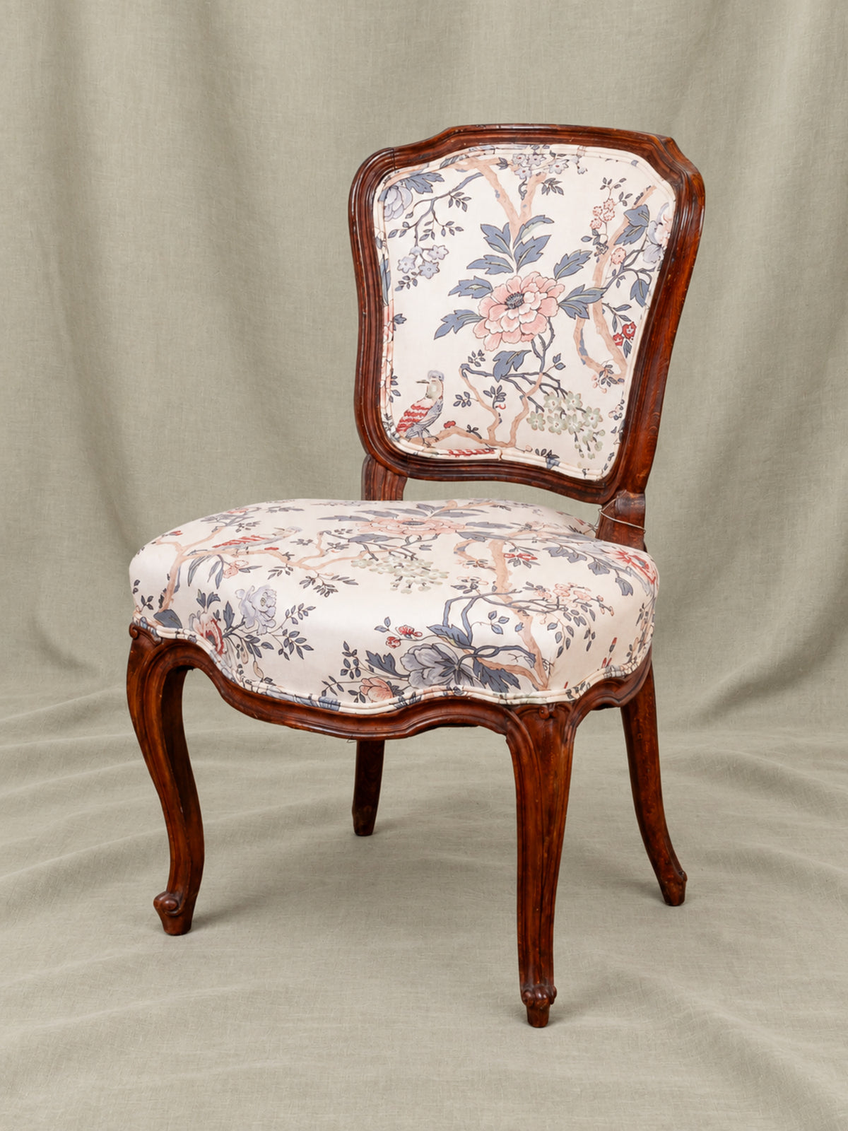 19th Century French Carved Oak Upholstered Side Chair