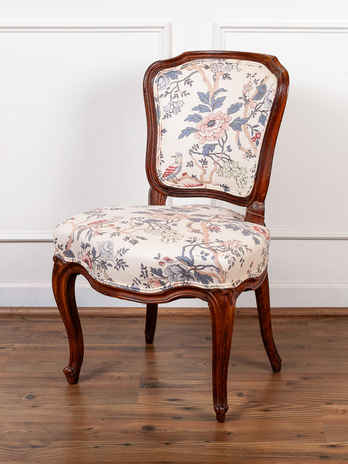 19th Century French Carved Oak Upholstered Side Chair