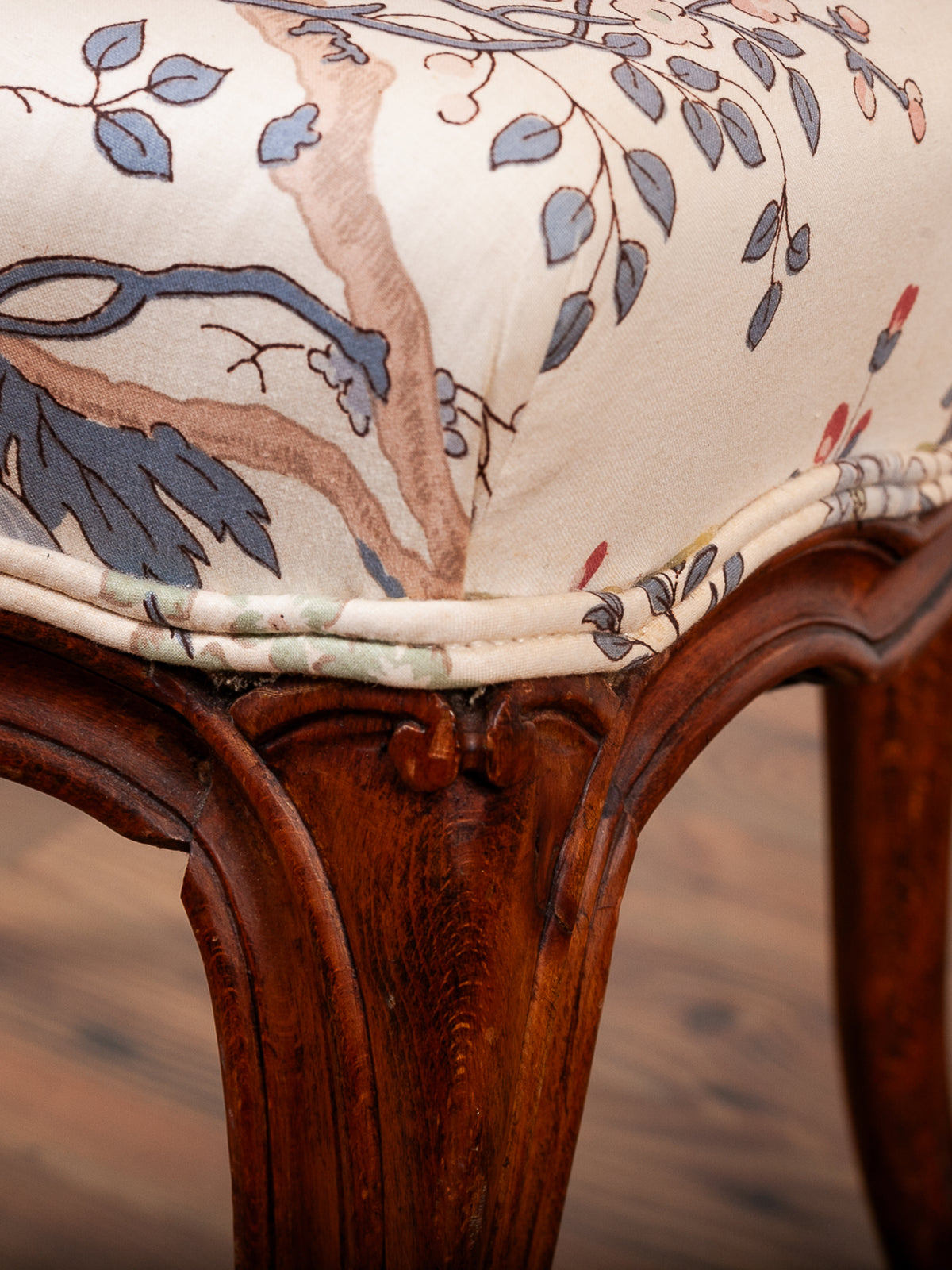 19th Century French Carved Oak Upholstered Side Chair