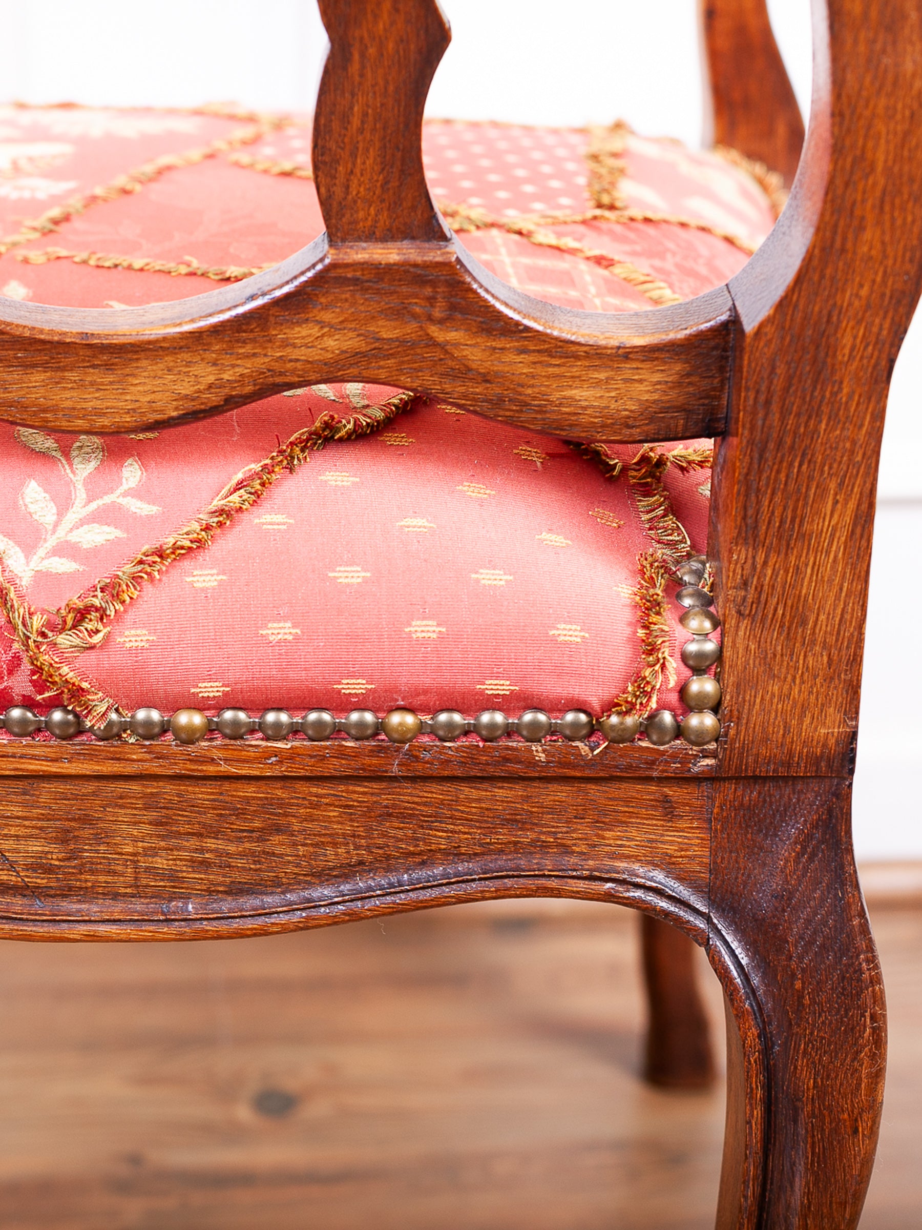 Antique Louis XV Style Carved Oak Arm Chair, Liege, Belgium.