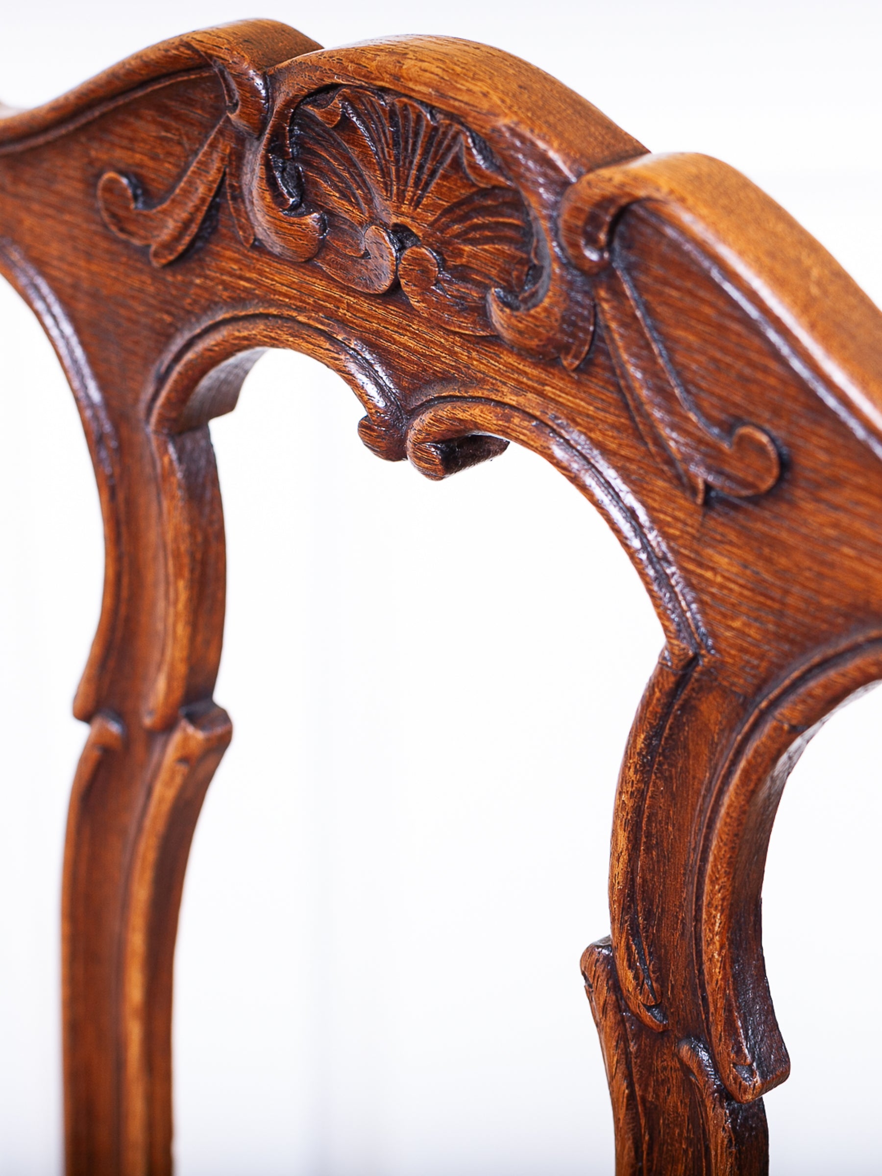 Antique Louis XV Style Carved Oak Arm Chair, Liege, Belgium.