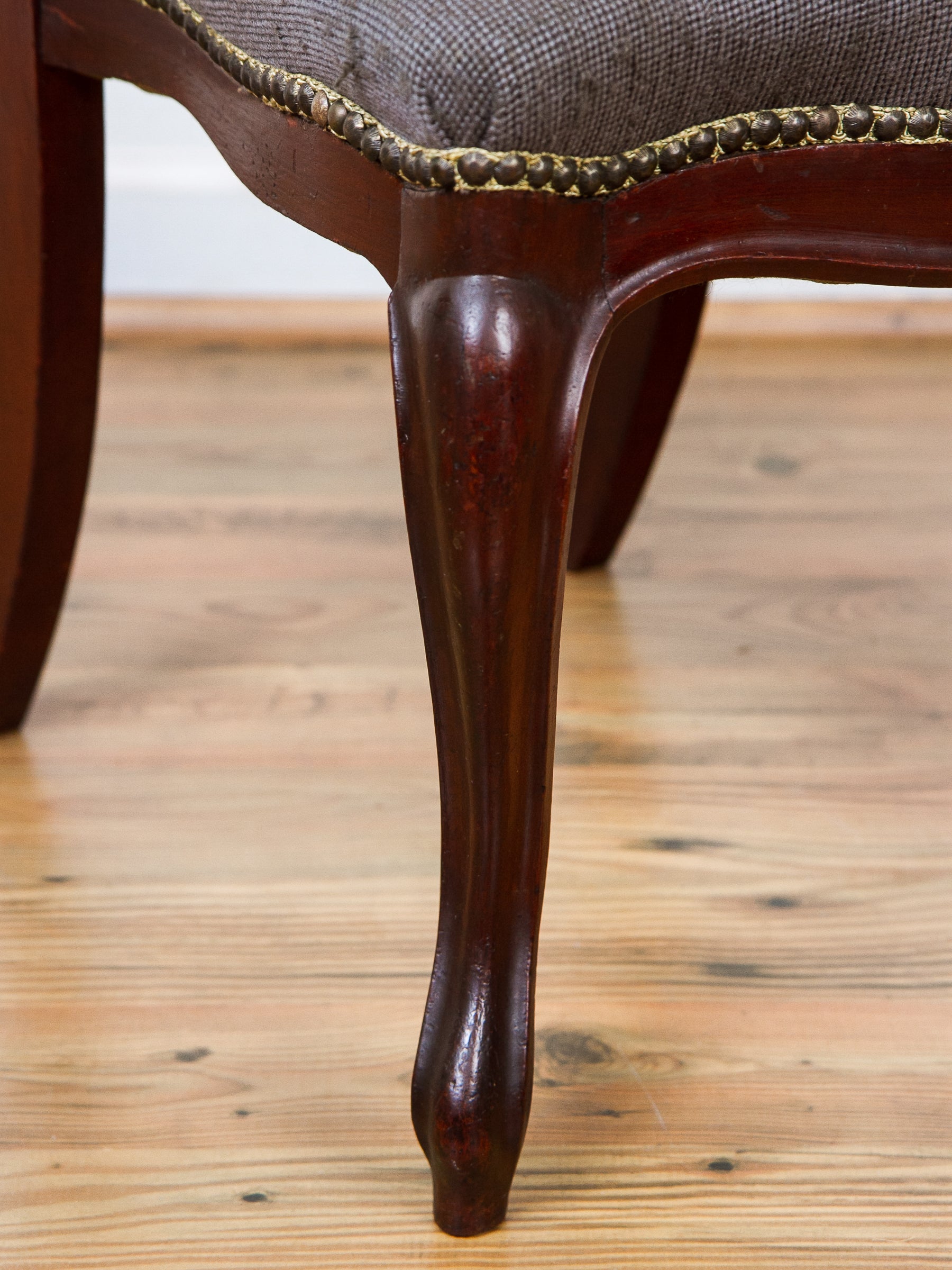 Antique Victorian Carved Walnut Side Chair With Needlepoint Seat.