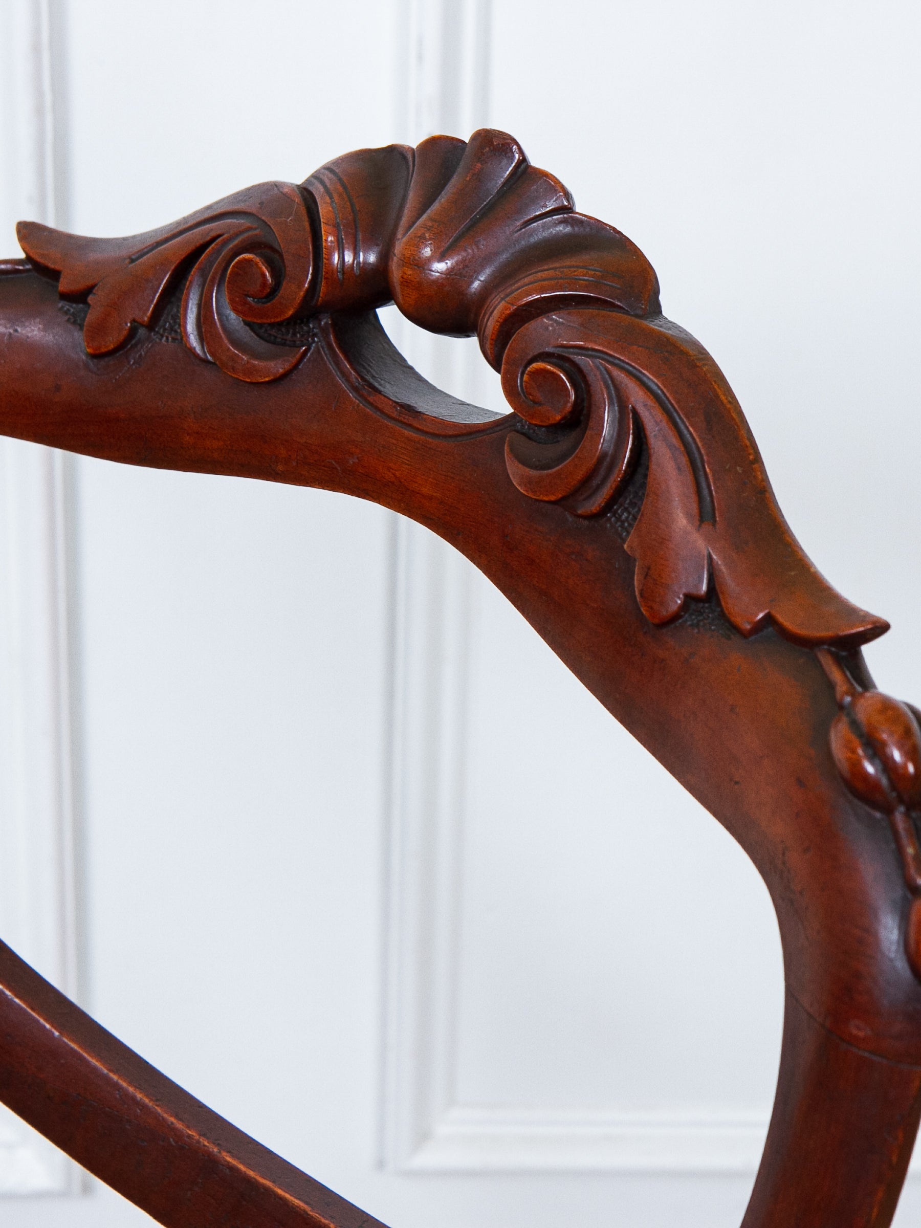 Antique Victorian Carved Walnut Side Chair With Needlepoint Seat.