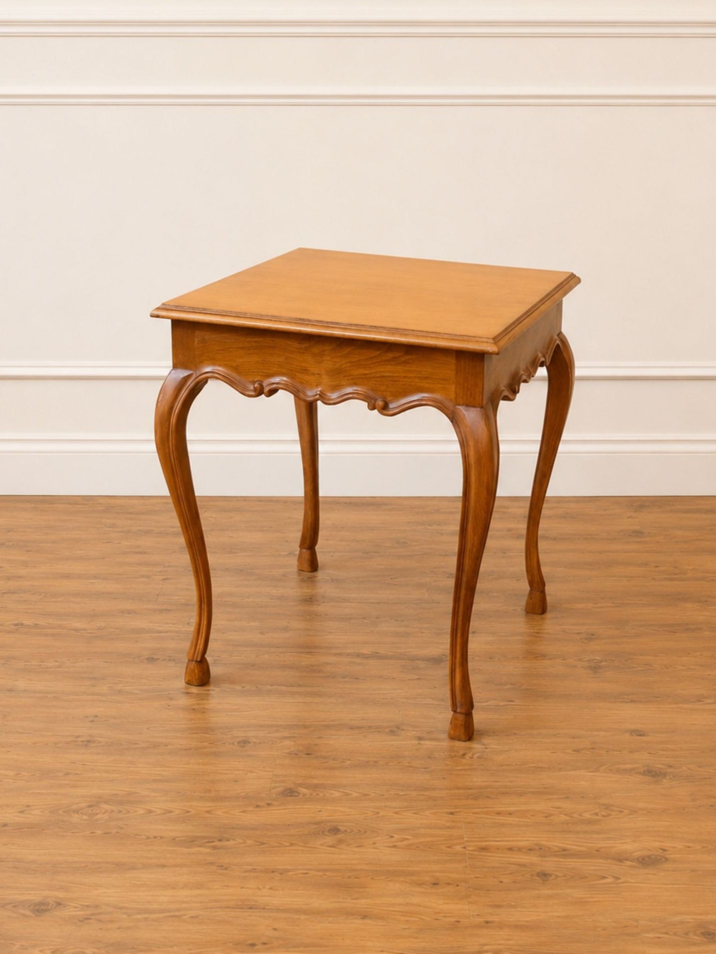 Vintage Italian Style Carved Wood Square End Table