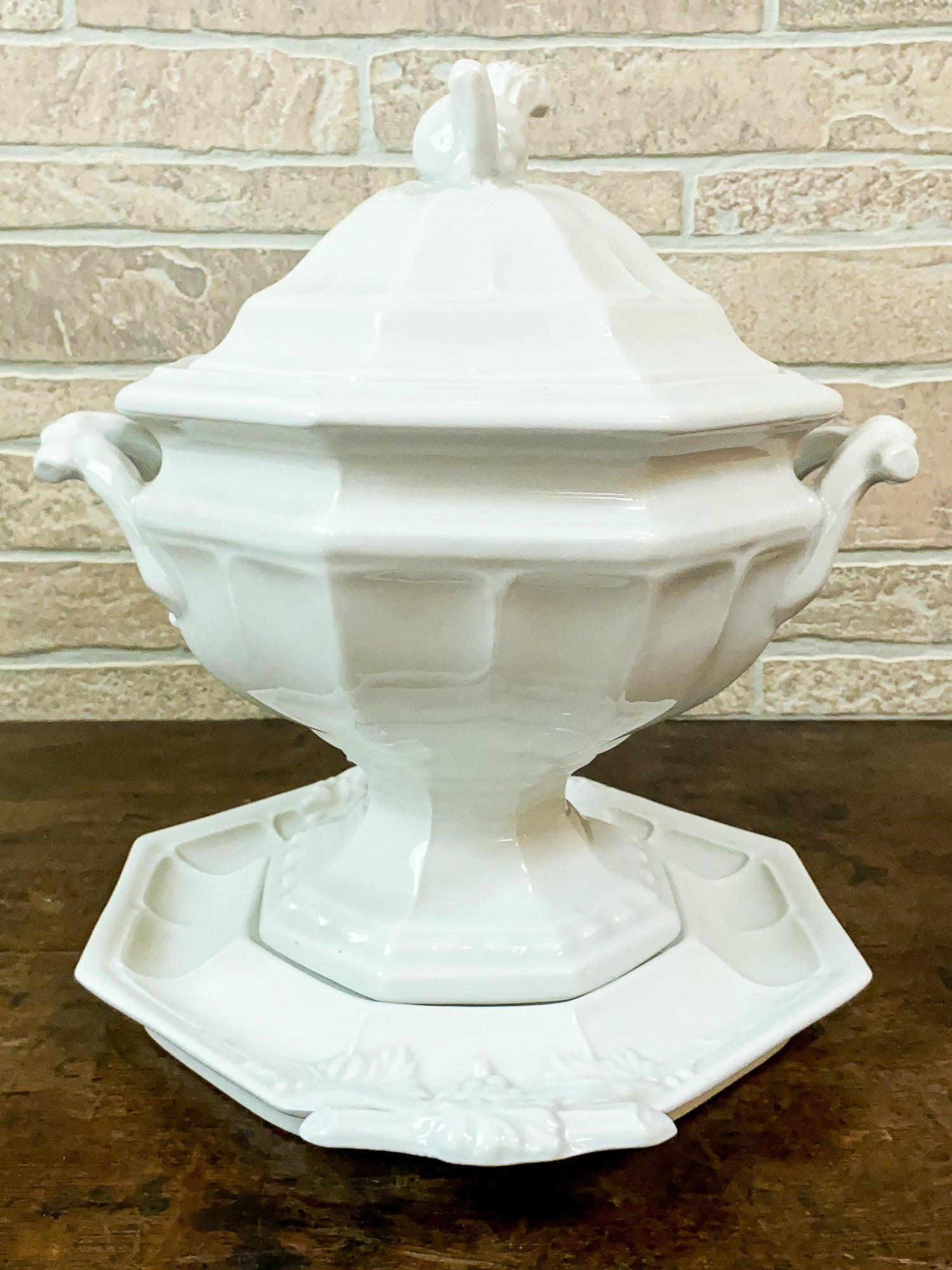 Red Cliff Ironstone Soup Tureen with Underplate, Lid, and Serving Ladle