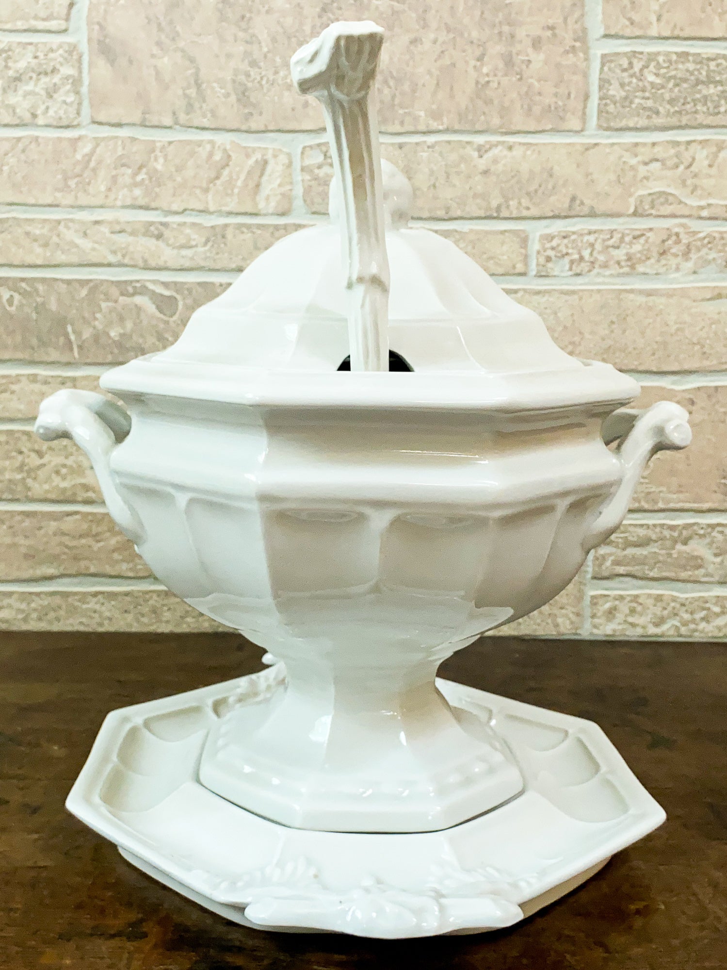 Red Cliff Ironstone Soup Tureen with Underplate, Lid, and Serving Ladle